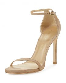 Stuart WeitzmanNudistsong Suede Ankle-Wrap Sandals at Neiman Marcus