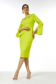 Stud Detail Split Sleeve Pencil Dress at Karen Millen