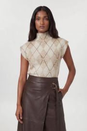 Studded Argyle Wool Blend Cosy Knitted Top at Pretty Little Thing