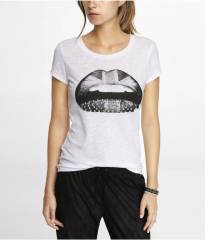 Studded Brit Lips Tee at Express