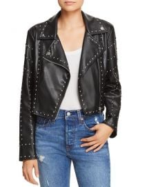 Studded Cropped Faux Leather Moto Jacket  at Bloomingdales