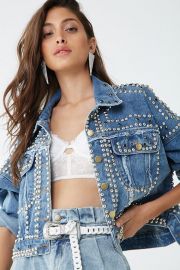 Studded Denim Jacket by Forever 21 at Forever 21