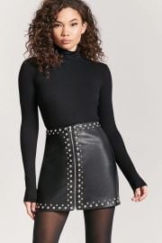 Studded Faux Leather Mini Skirt at Forever 21