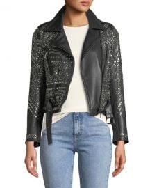 Studded Lambskin Leather Classic Moto Jacket by Nour Hammour at Bergdorf Goodman