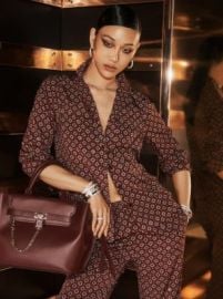 Studded Medallion Crushed Crepe Pajama Shirt Michael Kors US at Michael Kors