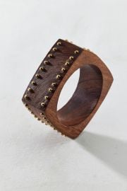 Studded Square Wooden Bangle Bracelet at Urban Outfitters
