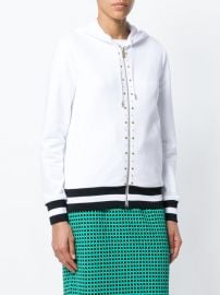 Studded Stripe Detail Zipped Hoodie by Versace at Farfetch