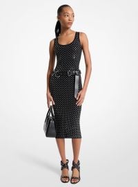Studded Viscose Blend Midi Dress Michael Kors US at Michael Kors
