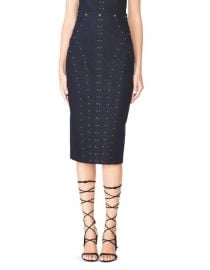 Studded denim pencil skirt at Tamara Mellon