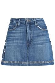 Studded faded denim mini skirt at The Outnet