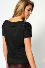 Studded shoulder tee at Boohoo