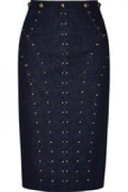 Studded stretch-denim skirt at The Outnet