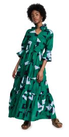 Studio 189 Green Geo Cotton Ruffle Tiered Long Dress at Shopbop