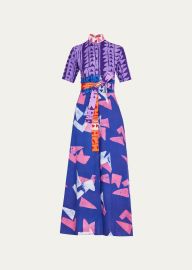 Studio 189 Mandarin Collar Multi Pattern Batik Shirtdress at Bergdorf Goodman