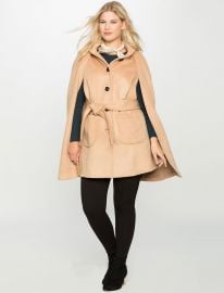 Studio Tie Waist Cape Camel at Eloquii