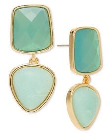 Style Co Blue Stone Gold-Tone Double Drop Earrings Exclusively at Macys - Macys at Macys