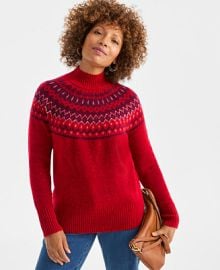 Style amp Co Women39s Mock-Neck Fair Isle Sweater Macy39s Exclusive - Macy39s at Macys