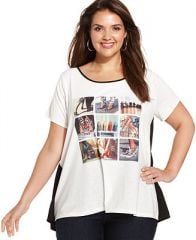 Styleandco Plus Size Shoe-Print Cheetah-Back Tee - Tops - Plus Sizes - Macys at Macys