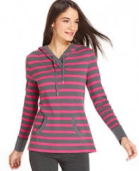 Styleandco Sport Striped Thermal Hoodie - Tops - Women - Macys at Macys