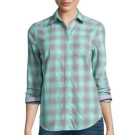 Stylus Long Sleeve Brushed Twill Plaid Shirt at JC Penney