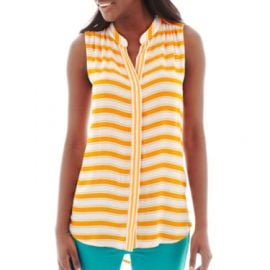 Stylus Sleeveless Striped Button Front Shirt at JC Penney