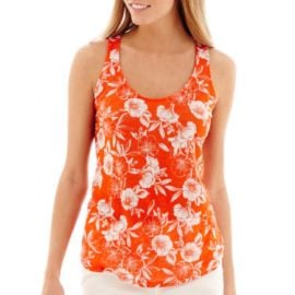 Stylus Tangerine Floral Racerback Linen Tank at JC Penney