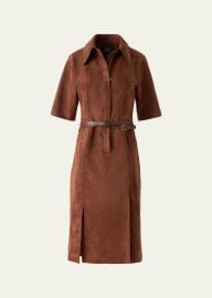 Suede Belted Midi Shirtdress at Bergdorf Goodman