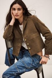 Suede Leather Jacket Morfeo Green US at ba&sh