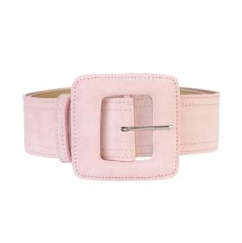 Suede Square Buckle Belt in Blush Pink at Wolf & Badger