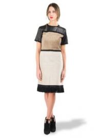 Suede and leather shift dress at Derek Lam