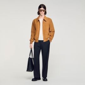 Suede leather jacket in Cognac for Men Paris at Sandro