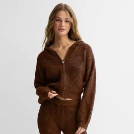 Sugar Moon Sugar Moon Waffle Zip Up Cropped Sweater Hoodie at Kohls