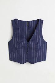 Suit Vest - Dark bluestriped at H&M