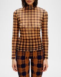 Sulley Plaid Turtleneck Top at Neiman Marcus