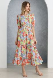 Summer Shine Floral Printed Frilling Wrapped Dress at Chic Wish