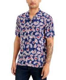 Sun + Stone Leaf Print Camp Shirt at Macys