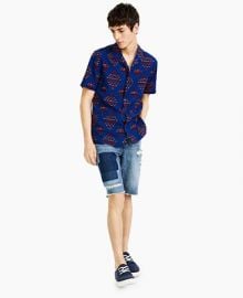 Sun  Stone Mens Fred Regular-Fit Geo-Print Textured Linen Shirt Created for Macys   Reviews - Casual Button-Down Shirts - Men - Macys at Macys