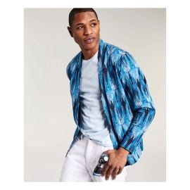 Sun Stone Blue Printed Long Sleeve Cotton Blend Cotton Blend Shirt at Walmart