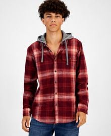 Sun Stone Mens Andrew Plaid Hooded Flannel Shirt Created for Macys - Macys at Macys