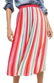 Sunburst pleated skirt in watermelon stripe by J. Crew at J. Crew