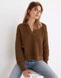 Sunbury Open-Stitch Polo Sweater at Madewell