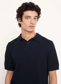 Sunfaded Piqu-Knit Cotton Polo Sweater in Sweaters at Vince