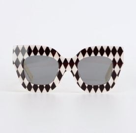 Sunglasses by Maryam Keyhani Bevelled black and off-white color at Maryam Keyhani