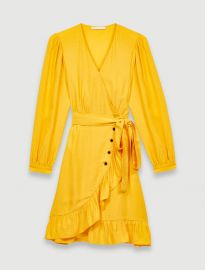 Sunny Yellow Wrap Tie Dress by Maje at Maje