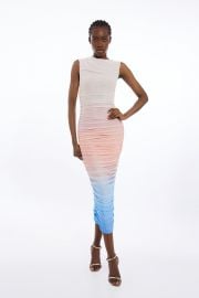 Sunset Ombre Mesh Ruched Jersey Maxi Dress at Karen Millen