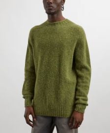 Sunspel Moss Green Melange Shetland Crew Jumper at Liberty