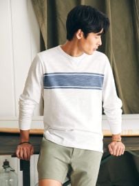 Sunwashed Slub Crew - White Surf Stripe Faherty Brand at Faherty