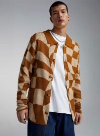 Super Massive at Simons Jacquard pattern polo cardigan at Simons