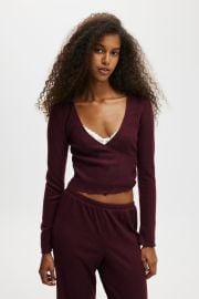Super Soft Ribbed Wrap Top at Cotton On