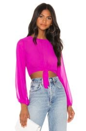 Superdown Jemma Tie Front Shirt in Fuchsia at Revolve